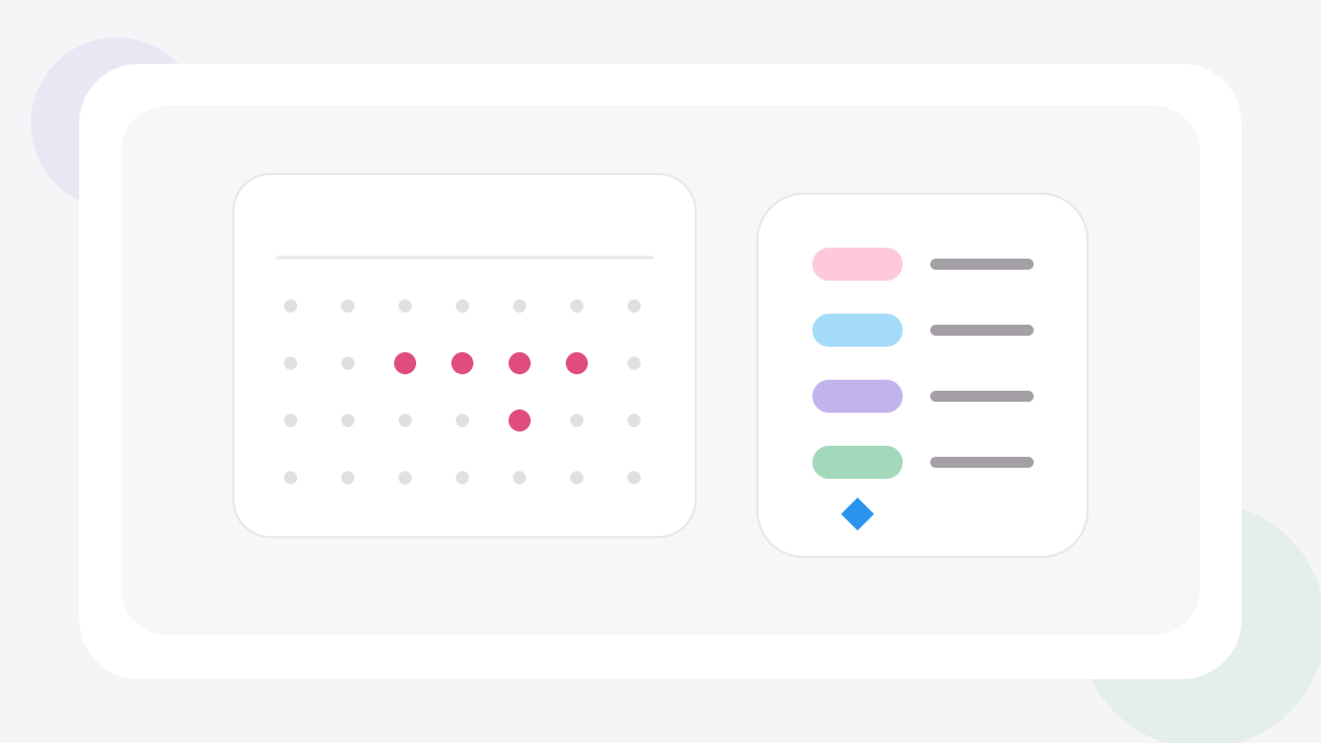 Minimal MiniCycle calendar with a color and shape legend