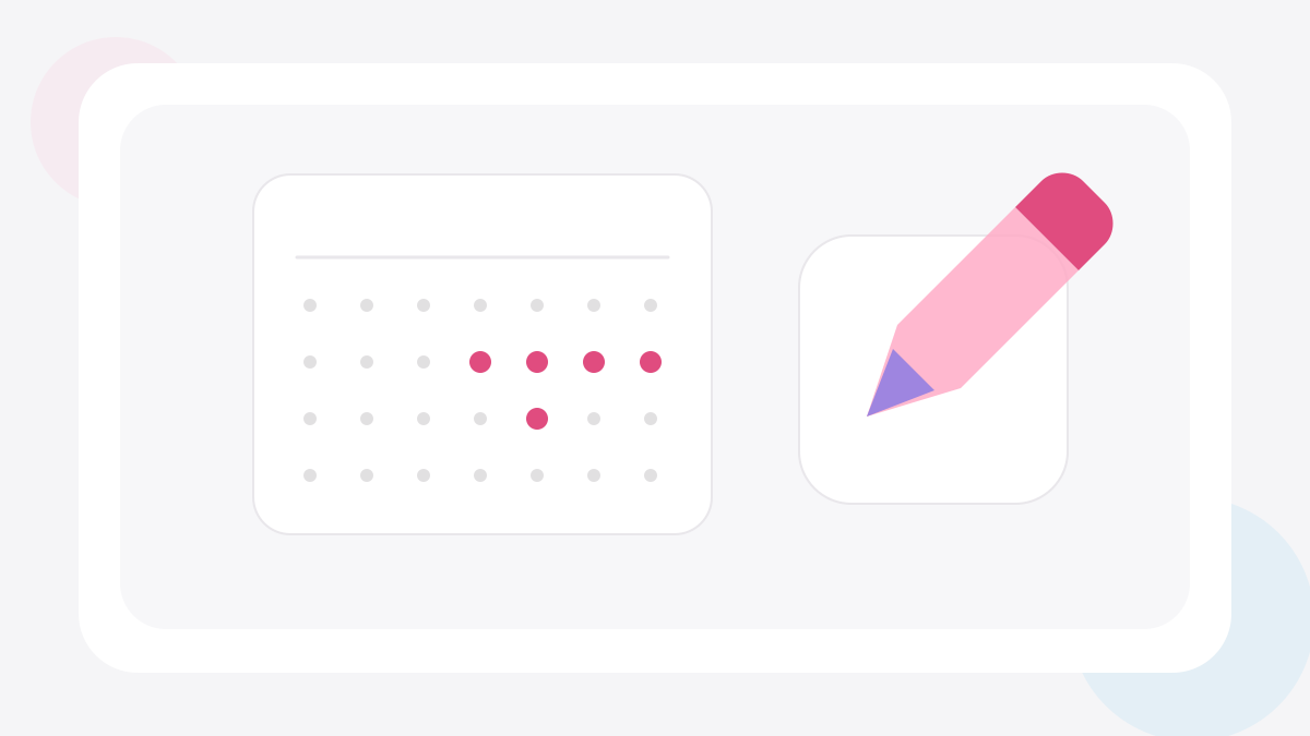 Minimal calendar and pencil for editing a period record