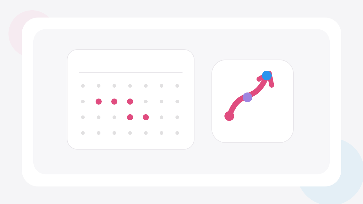 Minimal calendar and changing trend line representing predictions